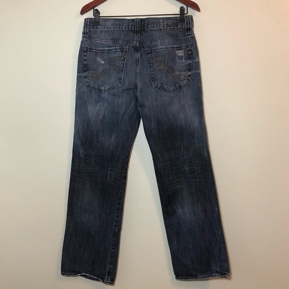 Rock & Republic Dark Distressed Straight Leg Jeans - Picture 5 of 7